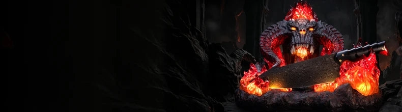 Flame of Udun edition banner with a fiery figure on black