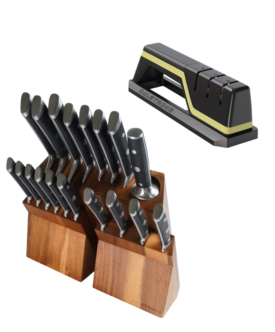 The Gladiator Bundle with the 18-piece Colossal knife set and a Hornet Series sharpener